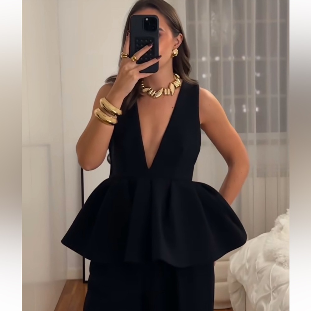 Elegant Black Peplum Top